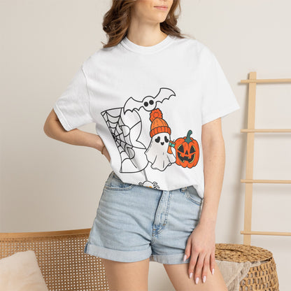 Cute Ghost Pumpkin Cozy Halloween Comfort Colors T-Shirt