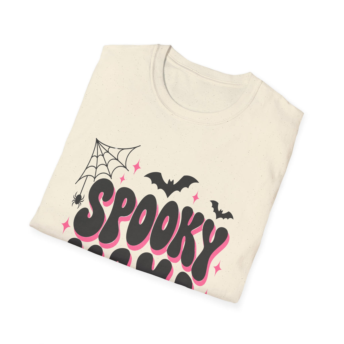 Spooky Mama Halloween Shirt – Retro Pink Bat & Spider Web Mom Tee