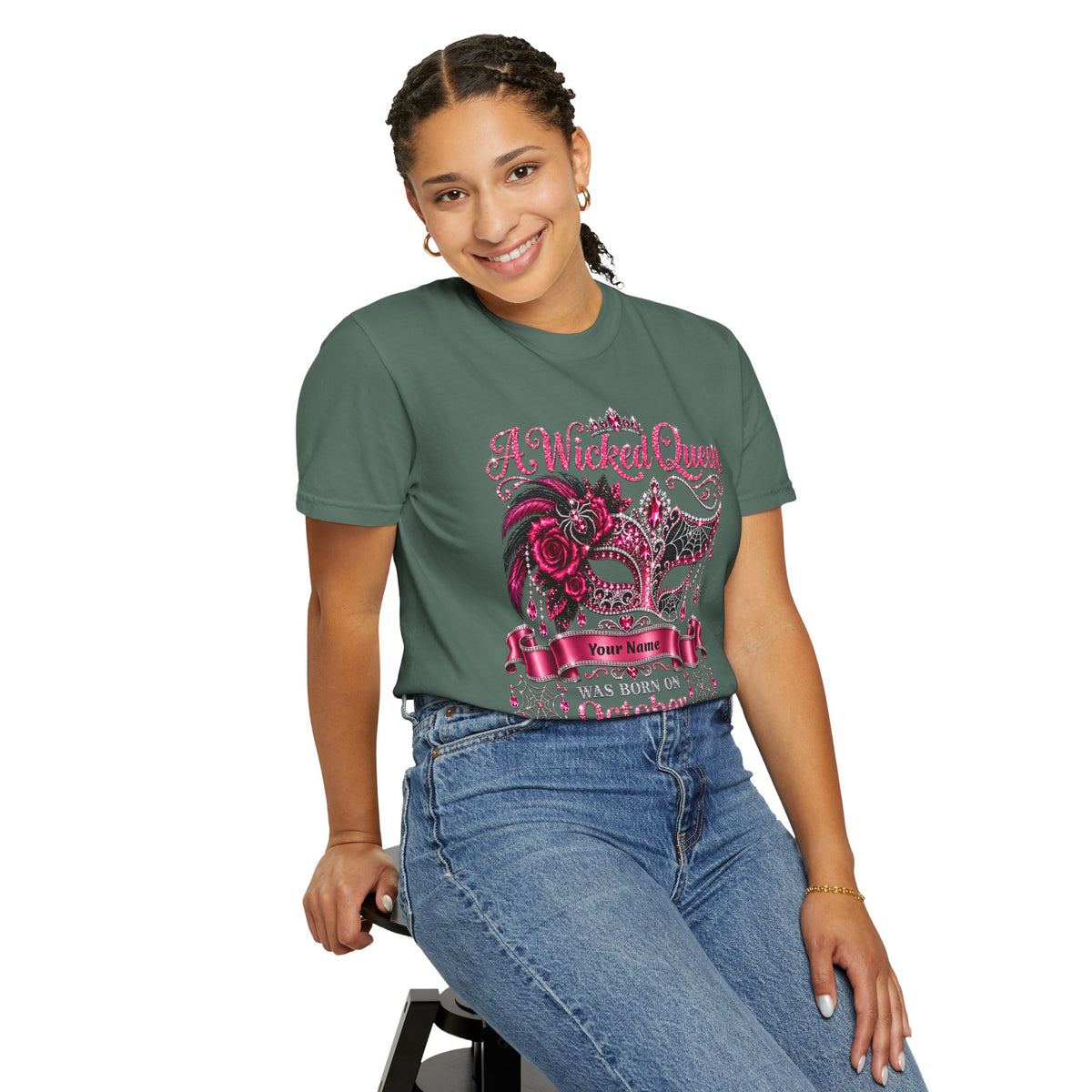 Personalized Wicked Queen October Birthday Comfort Colors Tee