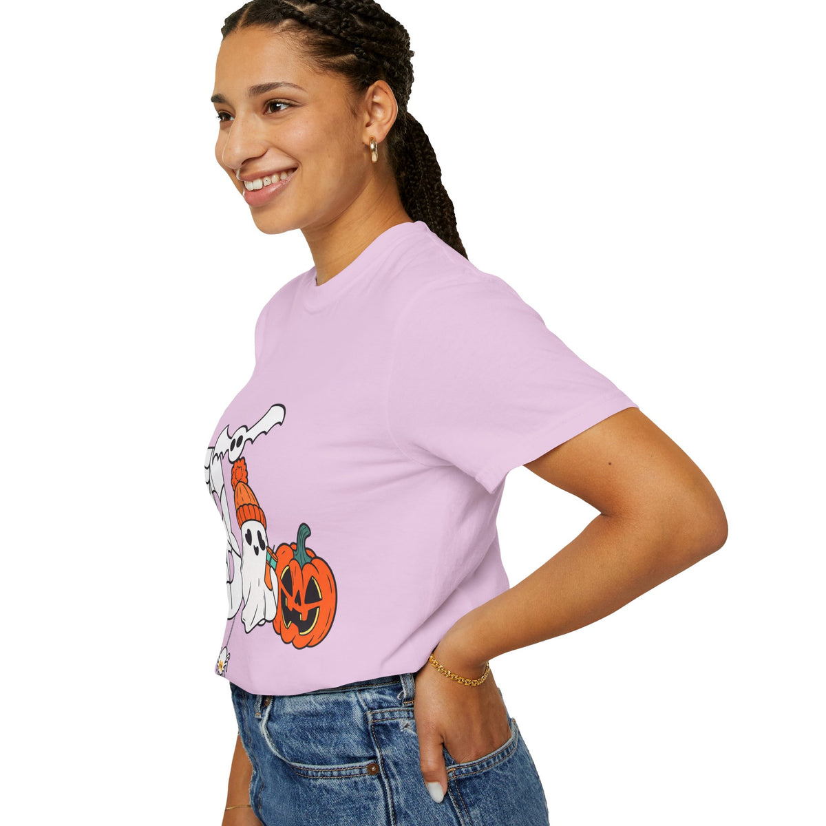 Cute Ghost Pumpkin Cozy Halloween Comfort Colors T-Shirt