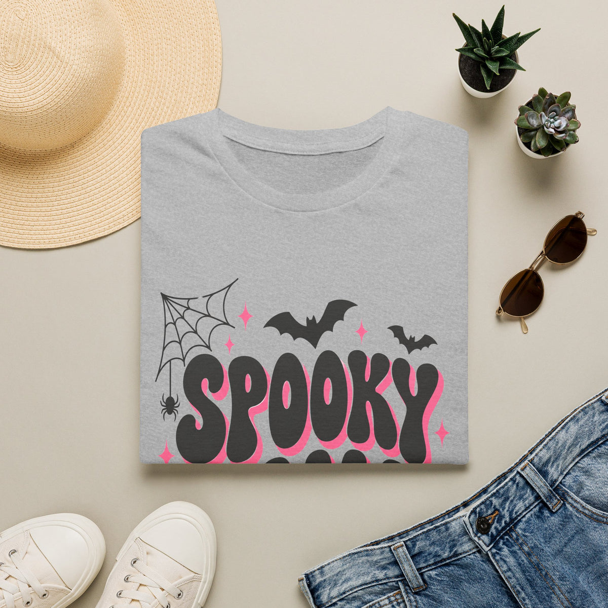 Spooky Mama Halloween Shirt – Retro Pink Bat & Spider Web Mom Tee