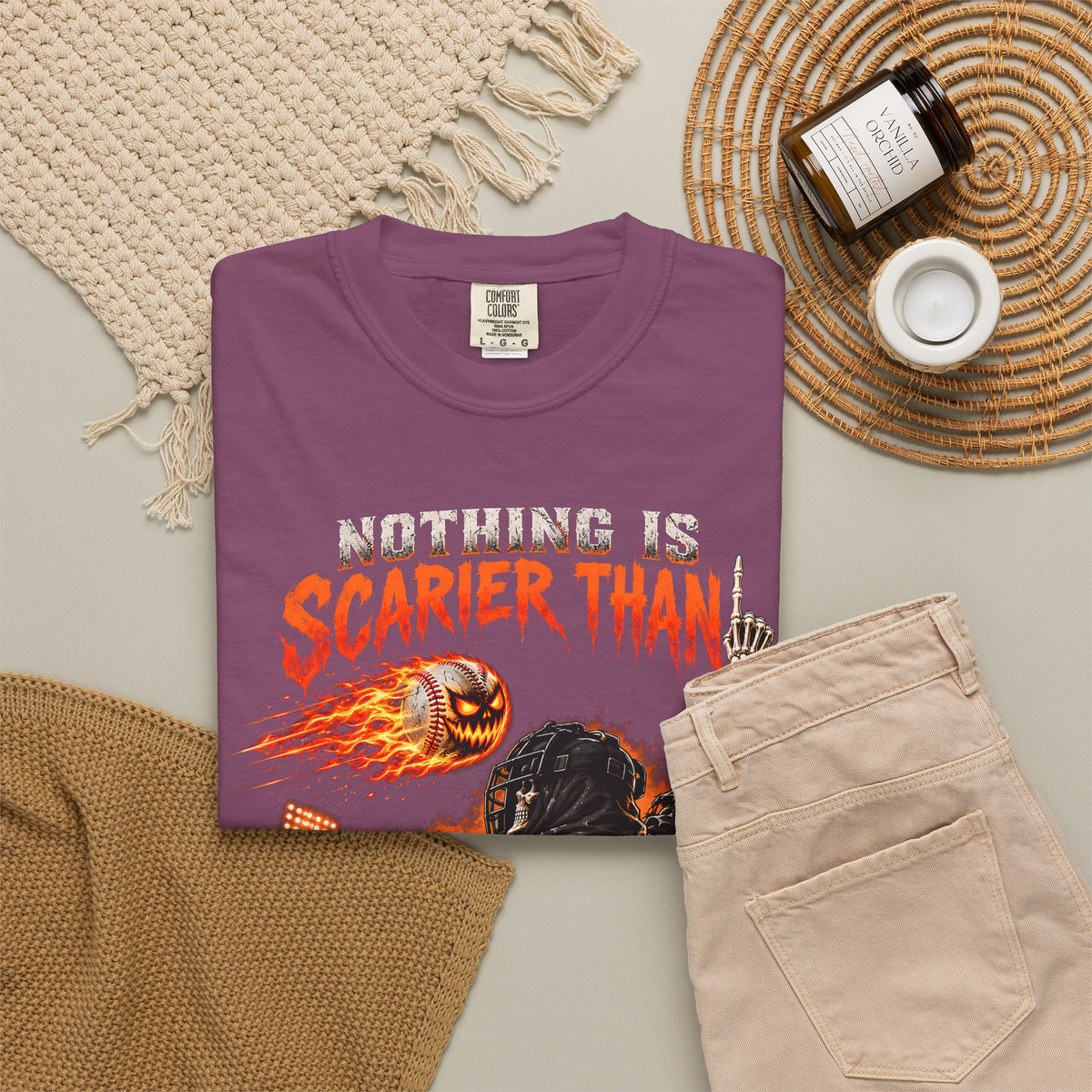 October Baseball Halloween Comfort Colors Graphic T-Shirt