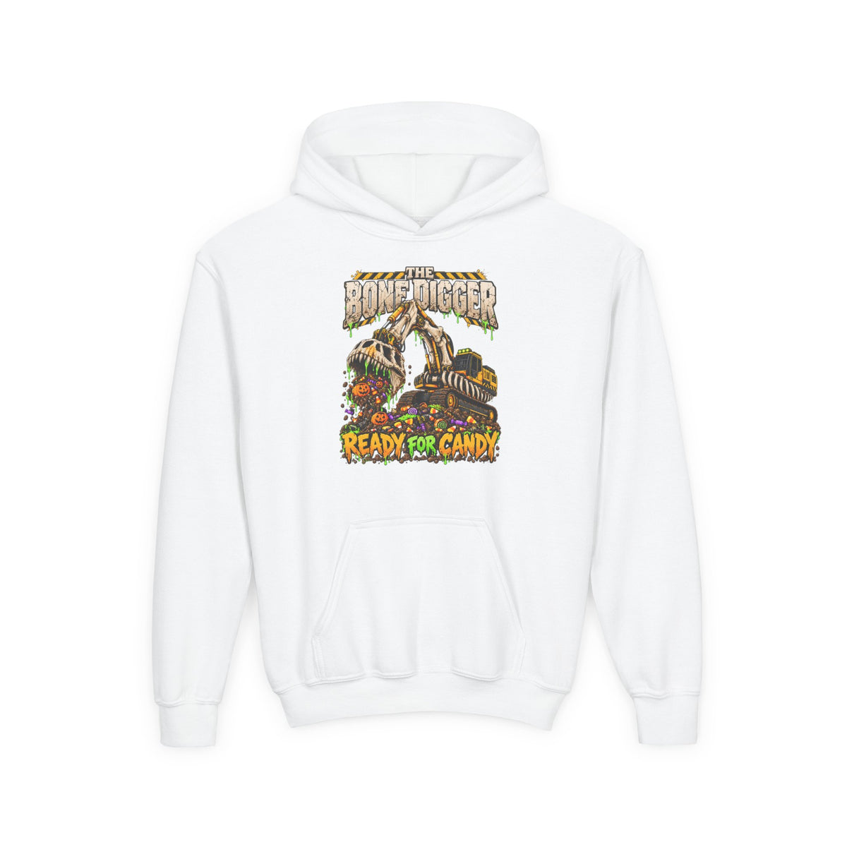 The Bone Digger Ready for Candy Youth Halloween Hoodie