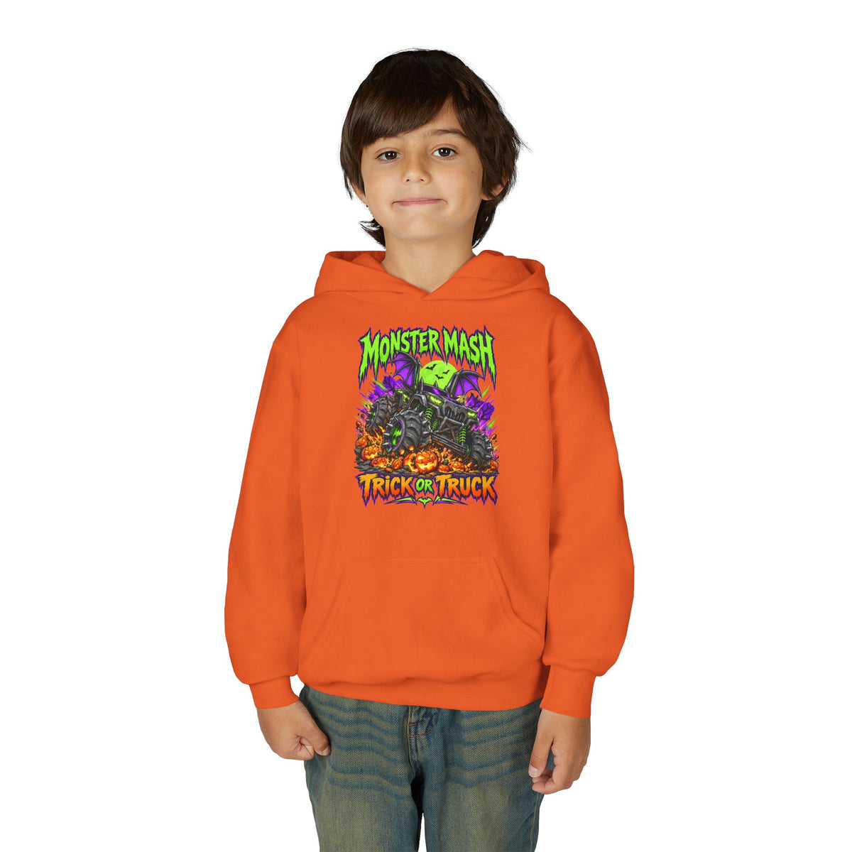Monster Mash Trick or Truck Youth Halloween Hoodie