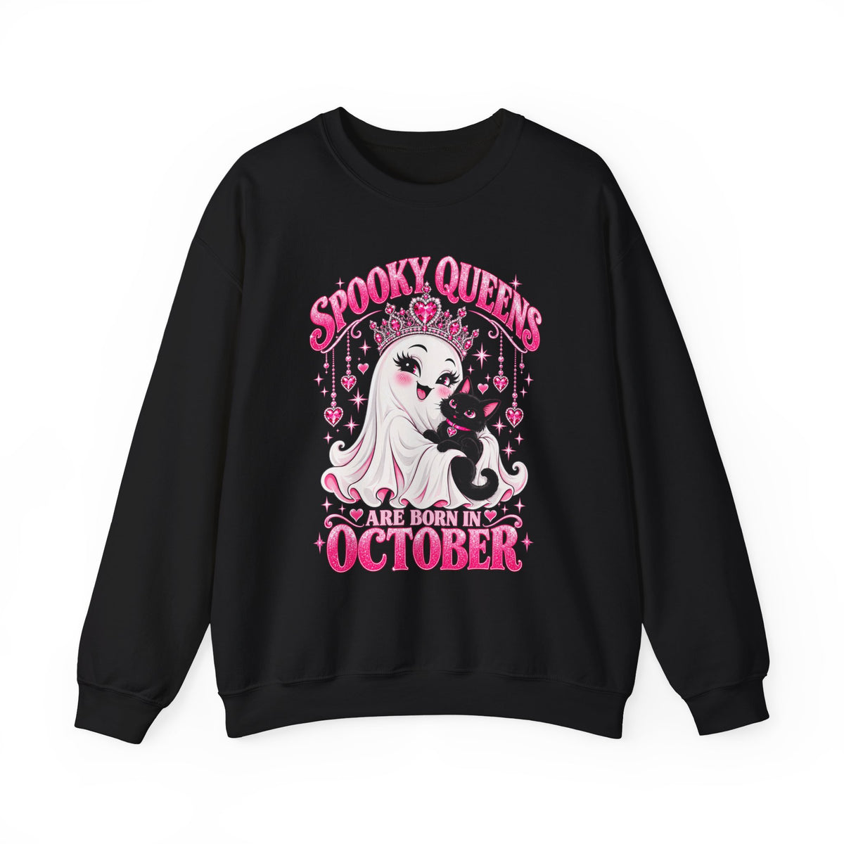 Spooky Queens Are Born in October Gildan 18000 Sweatshirt