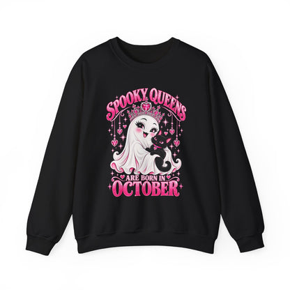 Spooky Queens Are Born in October Gildan 18000 Sweatshirt