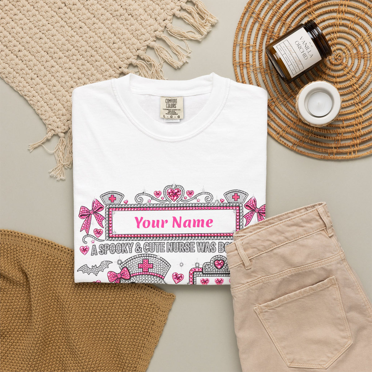 Personalized Spooky Cute Nurse October Birthday Comfort Colors Tee