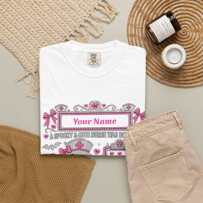 Personalized Spooky Cute Nurse October Birthday Comfort Colors Tee