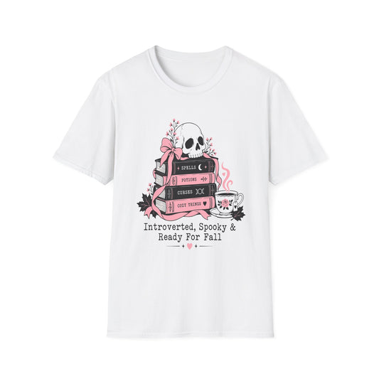 Introverted Spooky & Ready For Fall Shirt – Cozy Book Lover Halloween Tee
