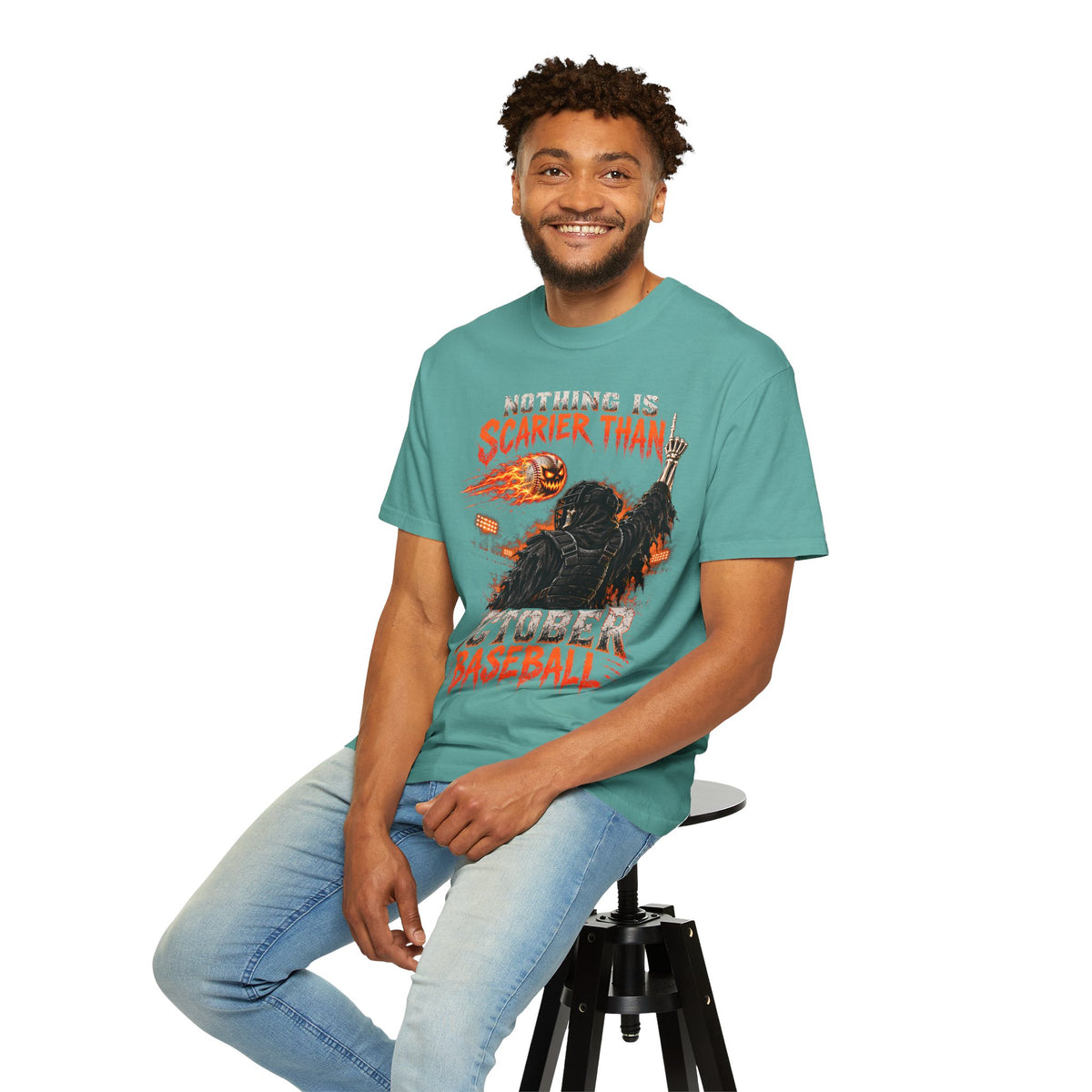October Baseball Halloween Comfort Colors Graphic T-Shirt