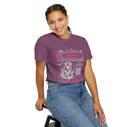 Personalized Spooky Cute Nurse October Birthday Comfort Colors Tee