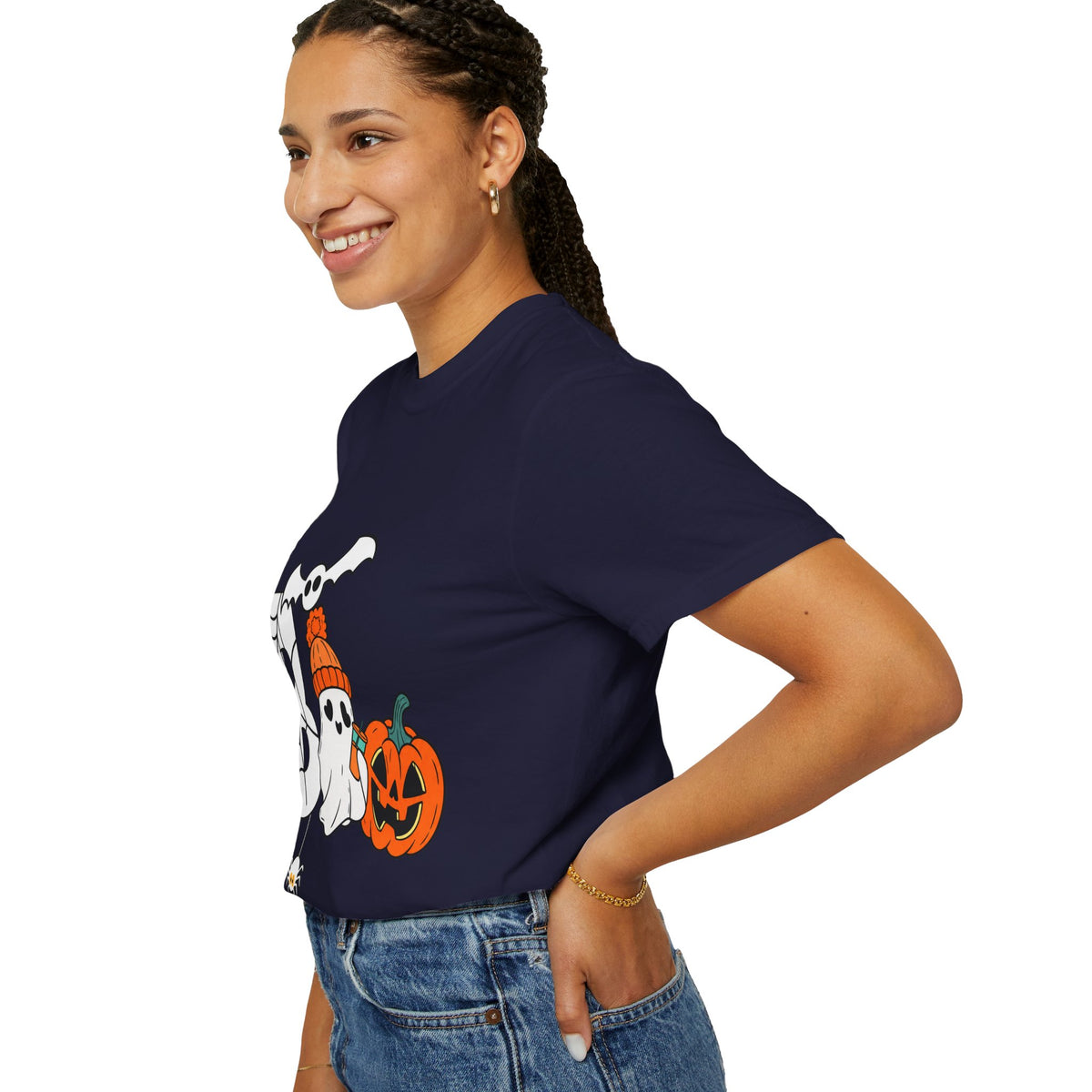 Cute Ghost Pumpkin Cozy Halloween Comfort Colors T-Shirt