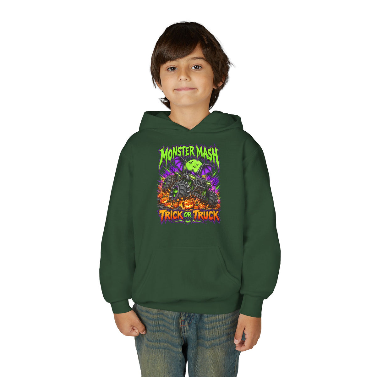 Monster Mash Trick or Truck Youth Halloween Hoodie
