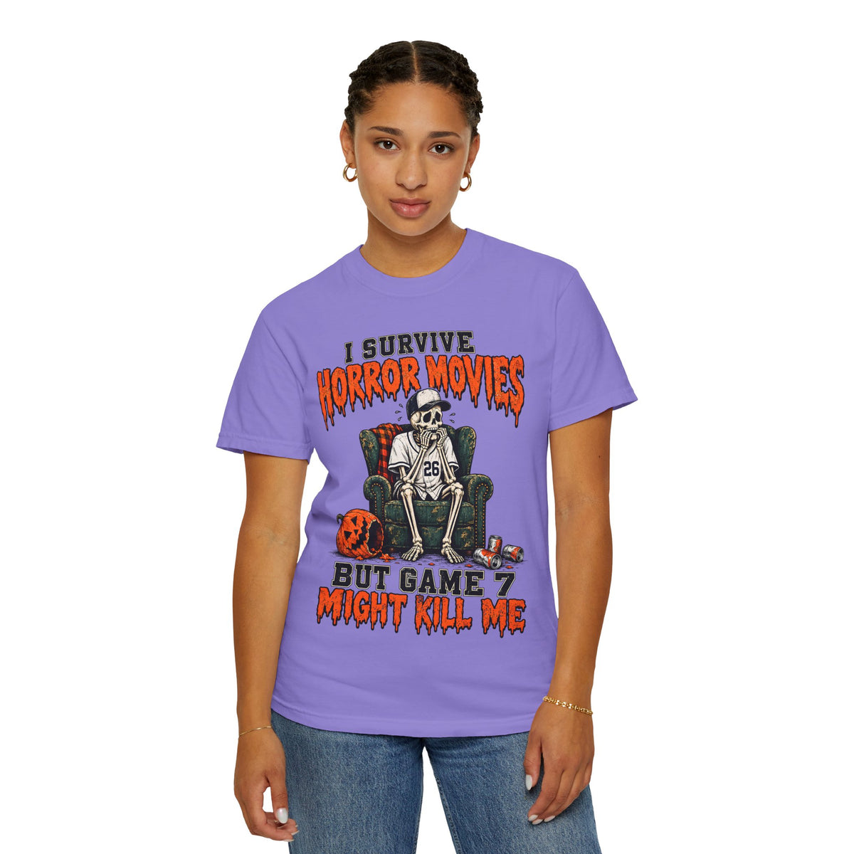 Horror Movies Game 7 Baseball Comfort Colors T-Shirt
