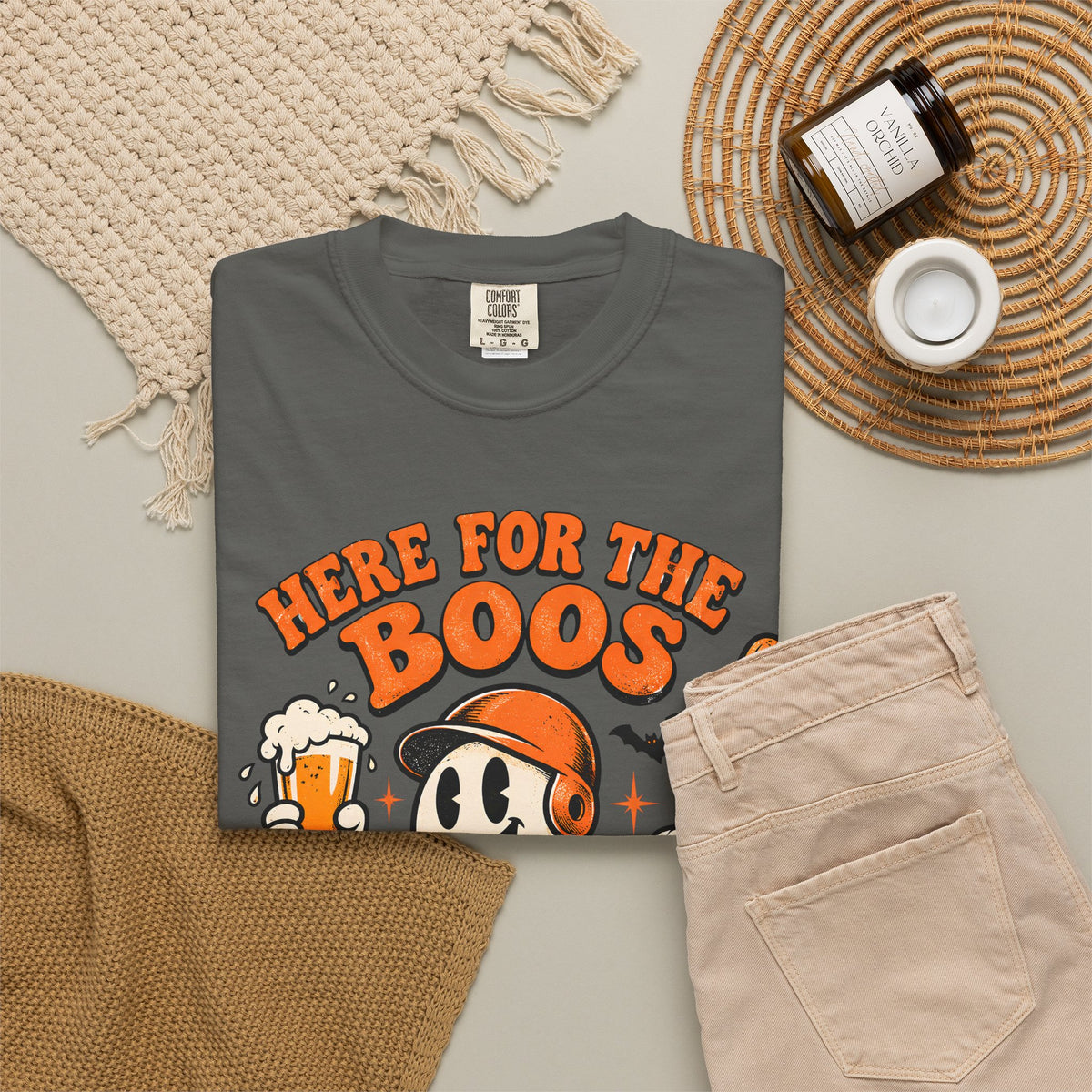 Here for the Boos Baseball Halloween Comfort Colors Tee