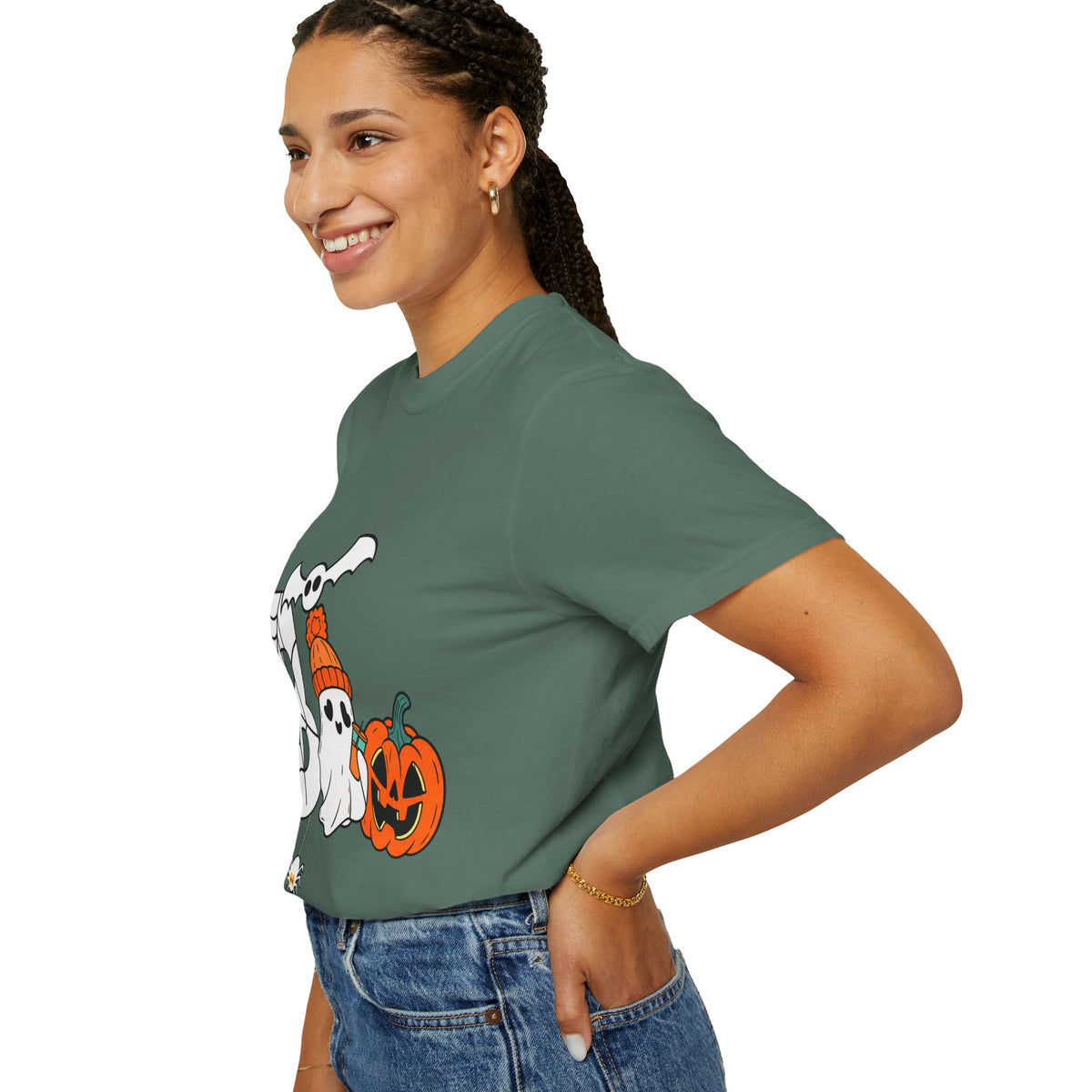 Cute Ghost Pumpkin Cozy Halloween Comfort Colors T-Shirt