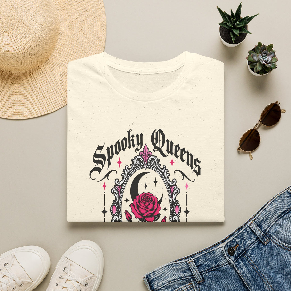 Spooky Queens Are Born In October Shirt – Gothic Rose Halloween Birthday Tee