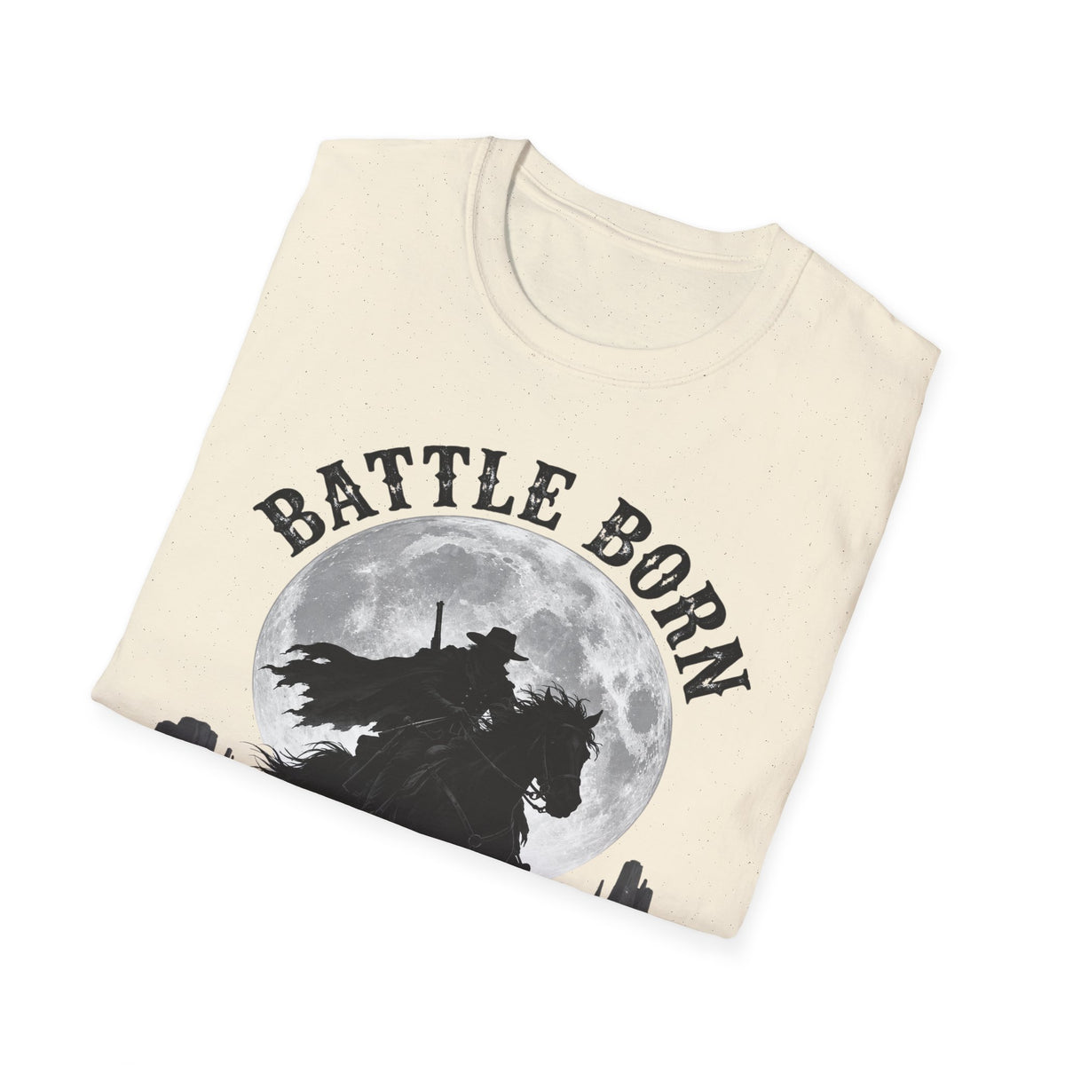 Battle Born Shadow Raised 1864 Shirt – Dark Western Horseman Moon Tee
