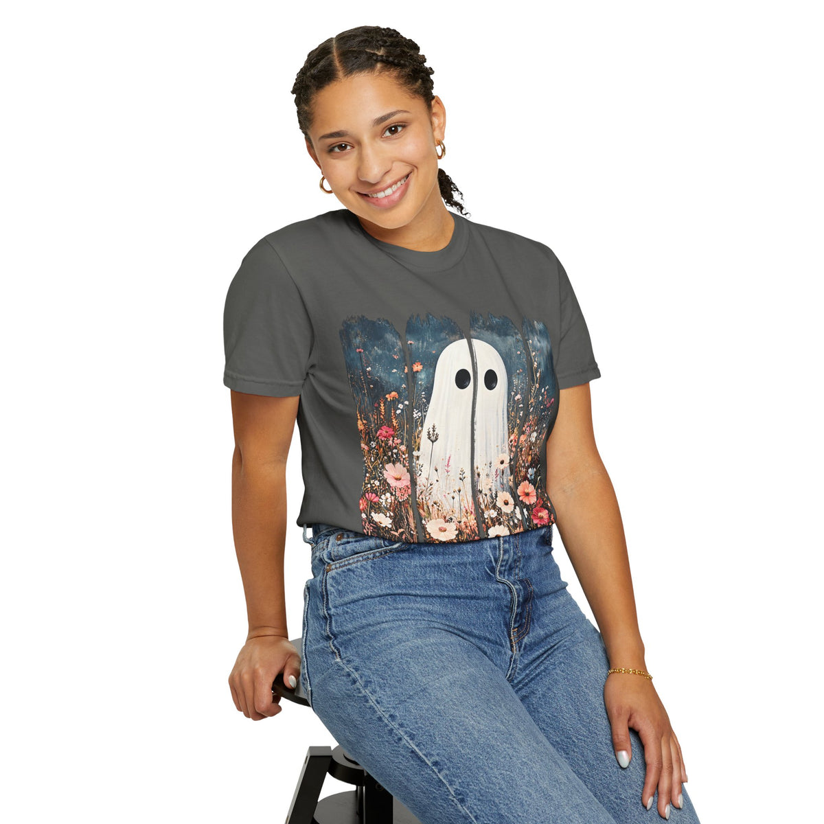 Floral Ghost Wildflower Halloween Comfort Colors T-Shirt