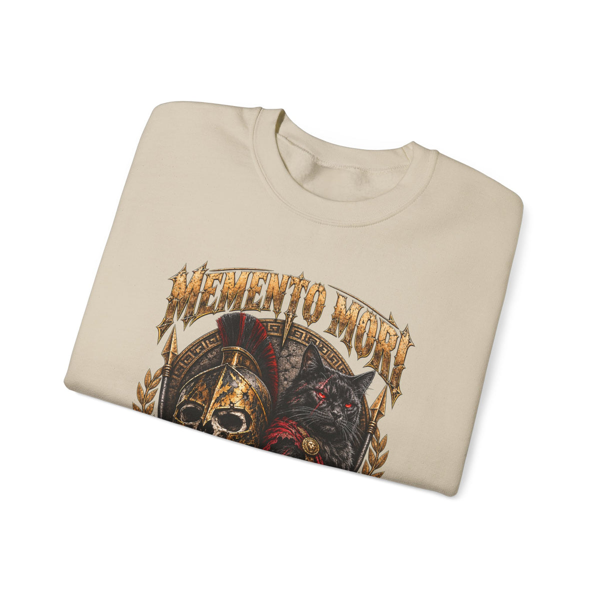 Memento Mori Nine Lives Spartan Cat Gildan 18000 Sweatshirt