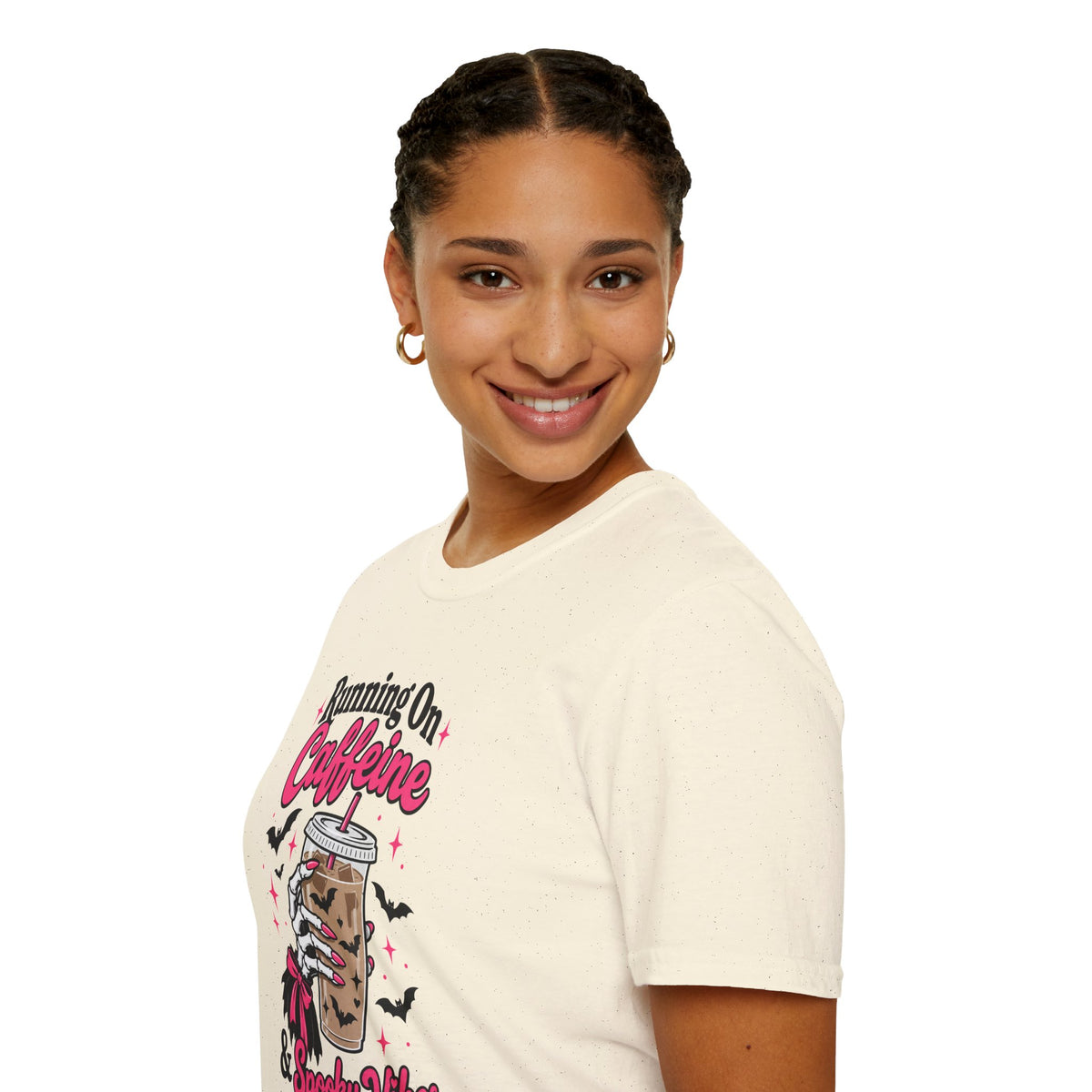 Running On Caffeine & Spooky Vibes Halloween Coffee Shirt – Gildan Softstyle 64000