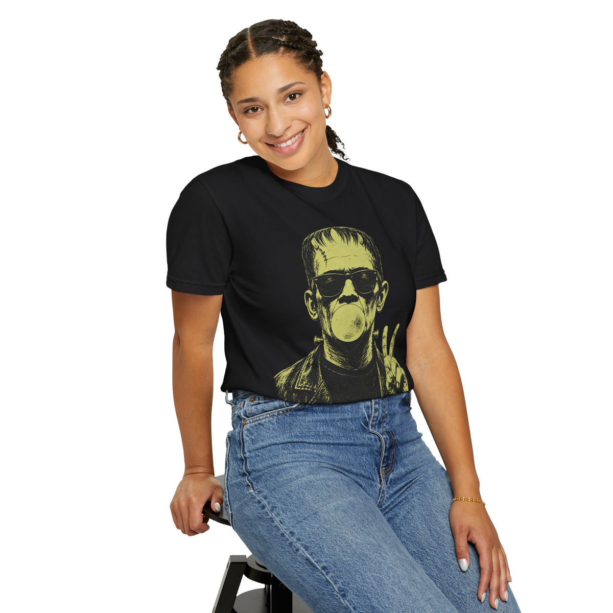 Frankenstein Bubblegum Peace Sign Comfort Colors T-Shirt