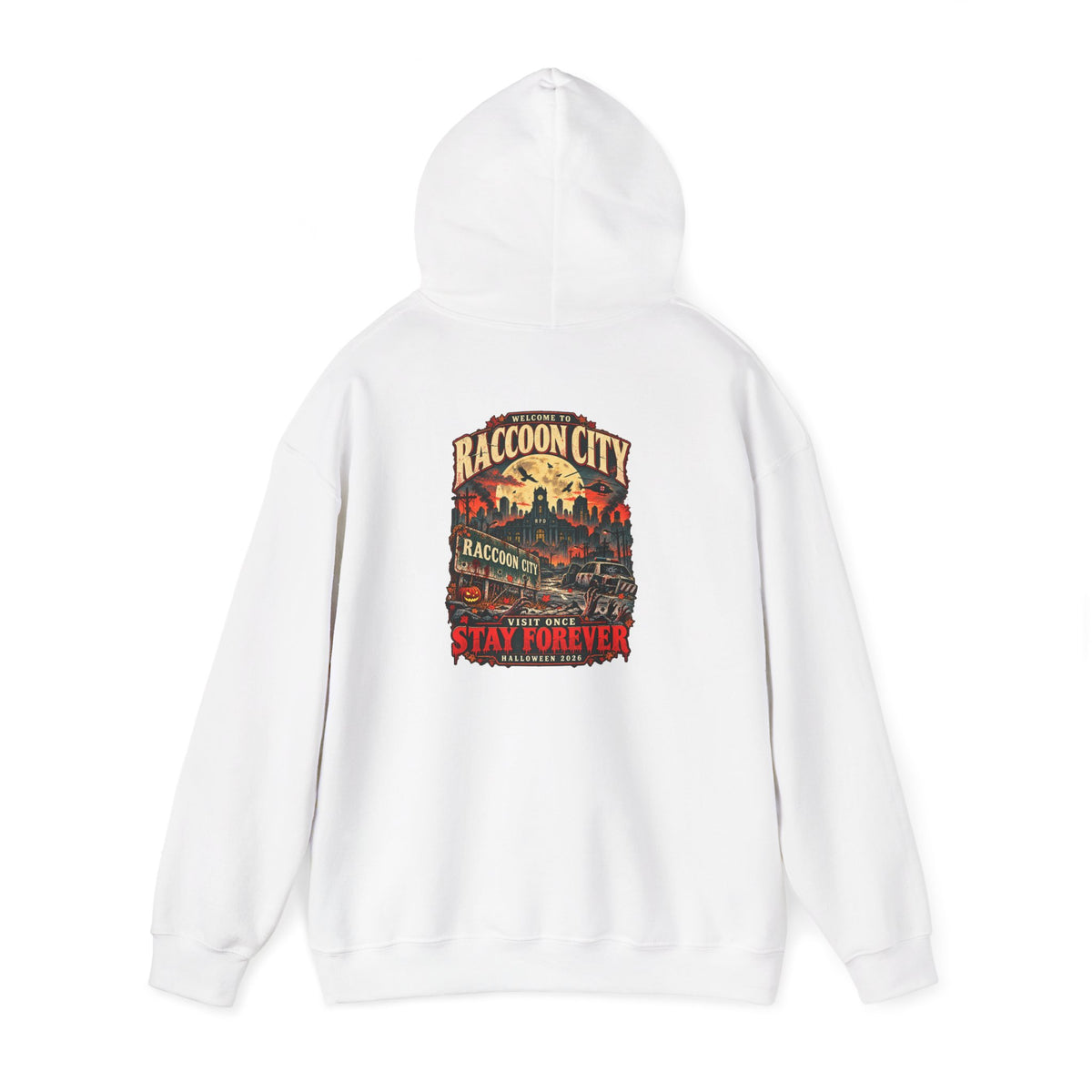 Welcome to Raccoon City Halloween 2026 Gildan 18500 Hoodie