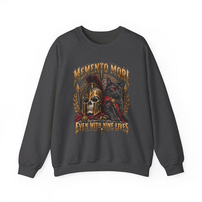 Memento Mori Nine Lives Spartan Cat Gildan 18000 Sweatshirt