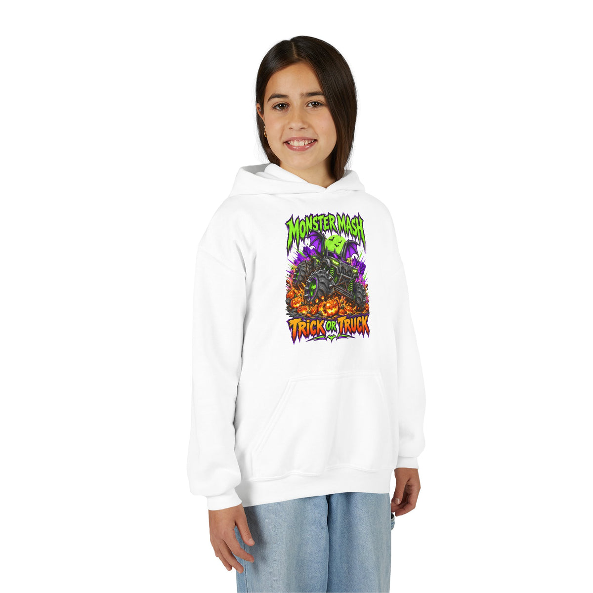 Monster Mash Trick or Truck Youth Halloween Hoodie