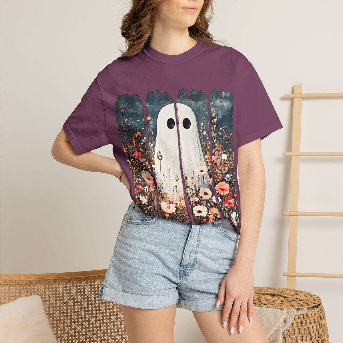 Floral Ghost Wildflower Halloween Comfort Colors T-Shirt