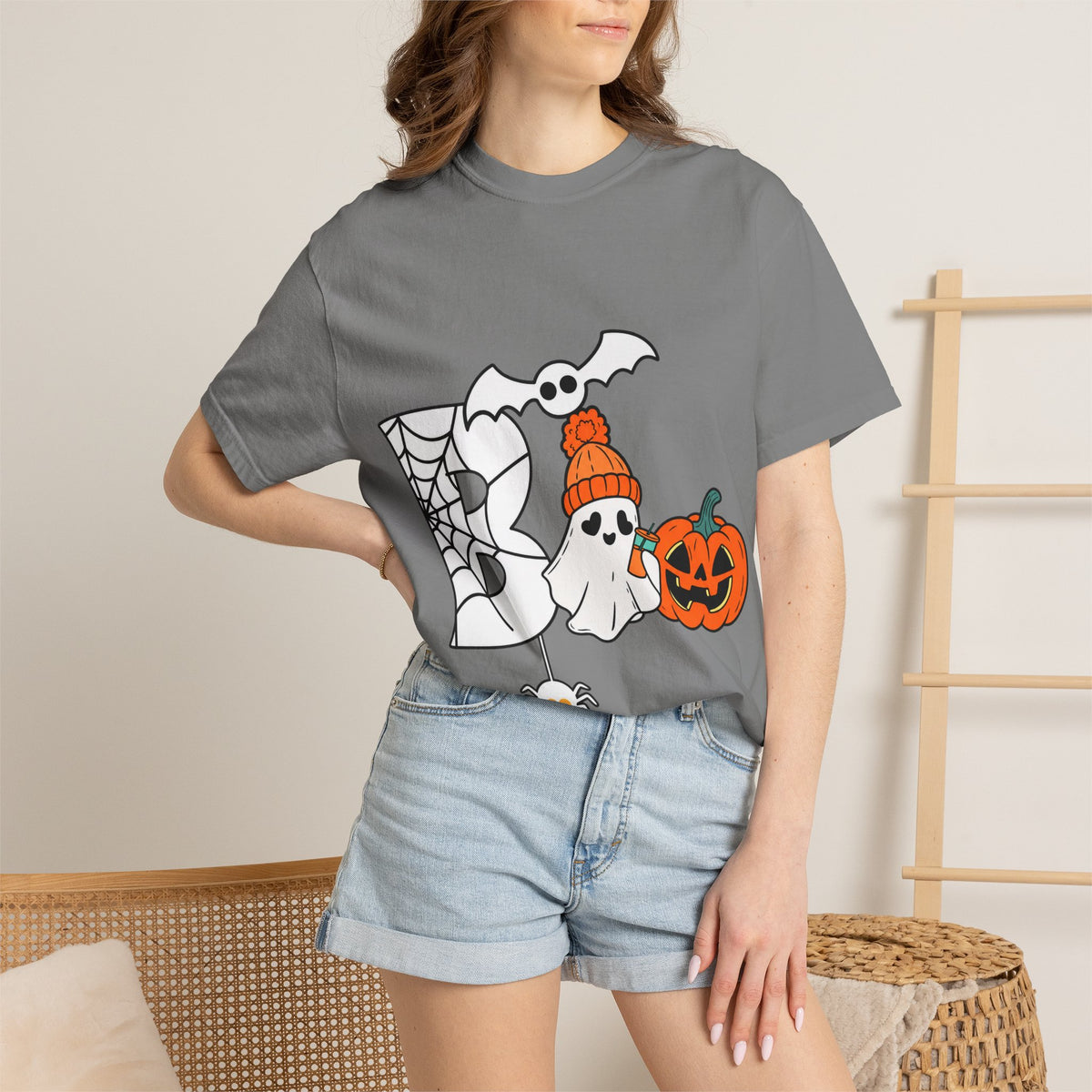 Cute Ghost Pumpkin Cozy Halloween Comfort Colors T-Shirt