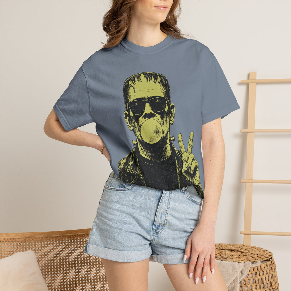 Frankenstein Bubblegum Peace Sign Comfort Colors T-Shirt