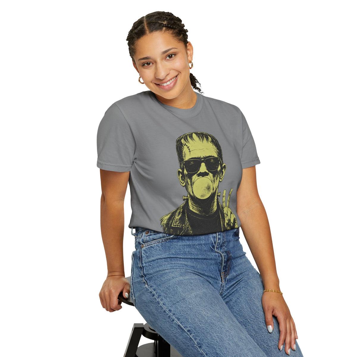 Frankenstein Bubblegum Peace Sign Comfort Colors T-Shirt