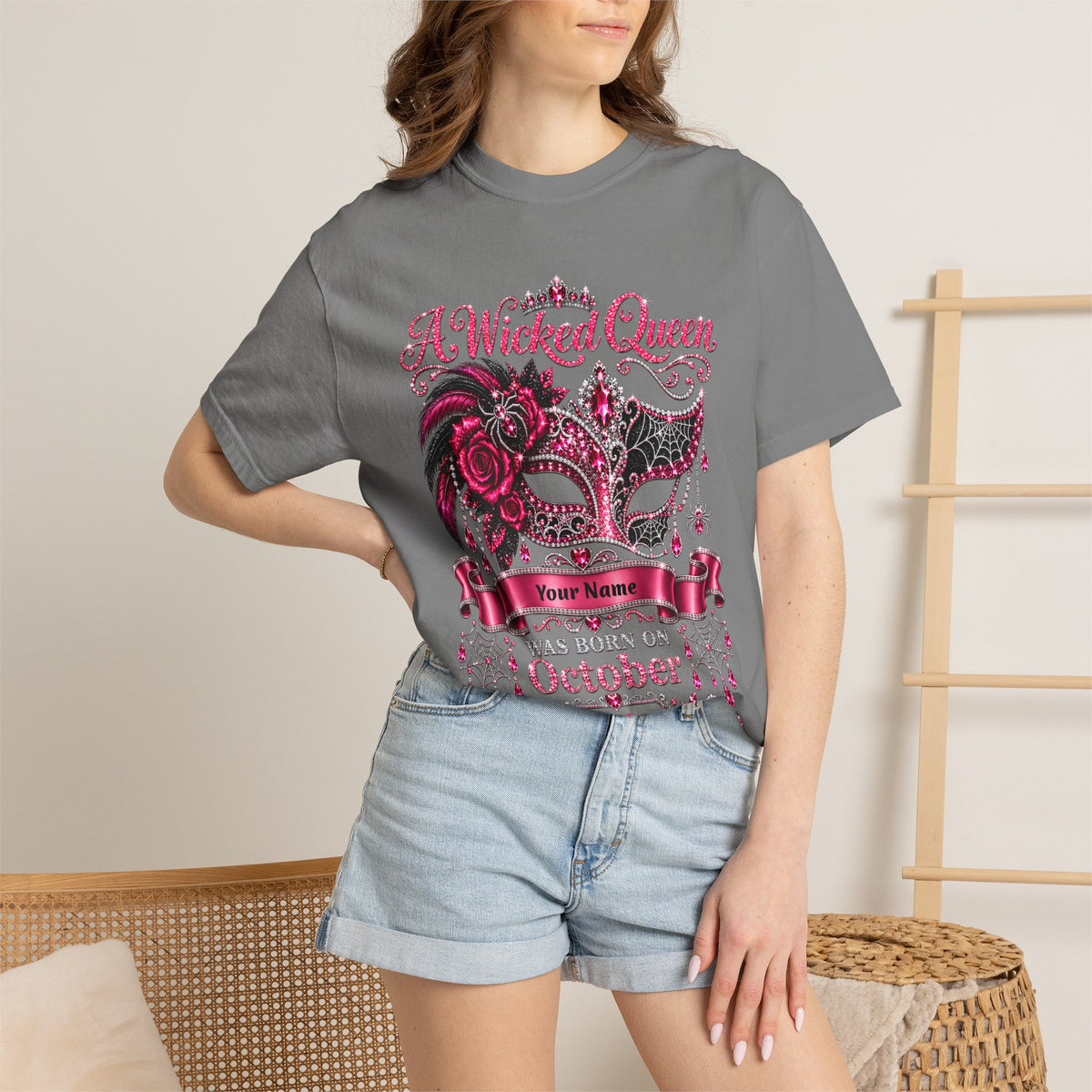 Personalized Wicked Queen October Birthday Comfort Colors Tee