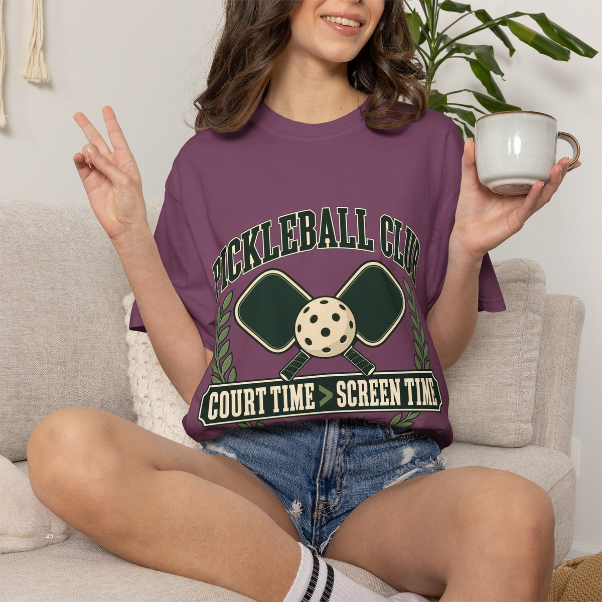 Pickleball Club Court Time Over Screen Time Comfort Colors Tee