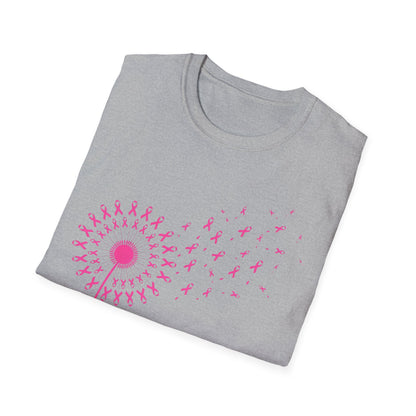 Pink Ribbon Dandelion Breast Cancer Awareness Tee