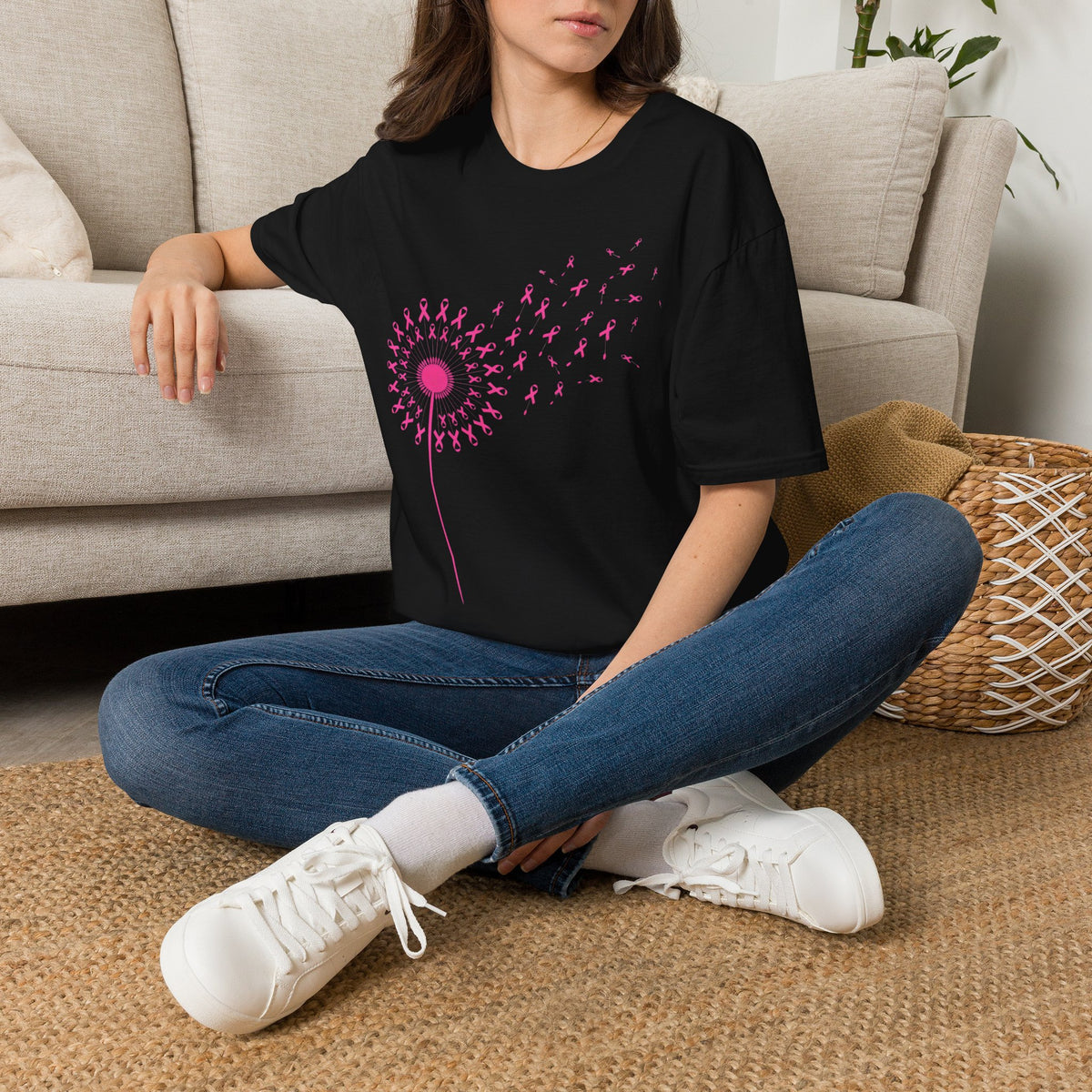 Pink Ribbon Dandelion Breast Cancer Awareness Tee