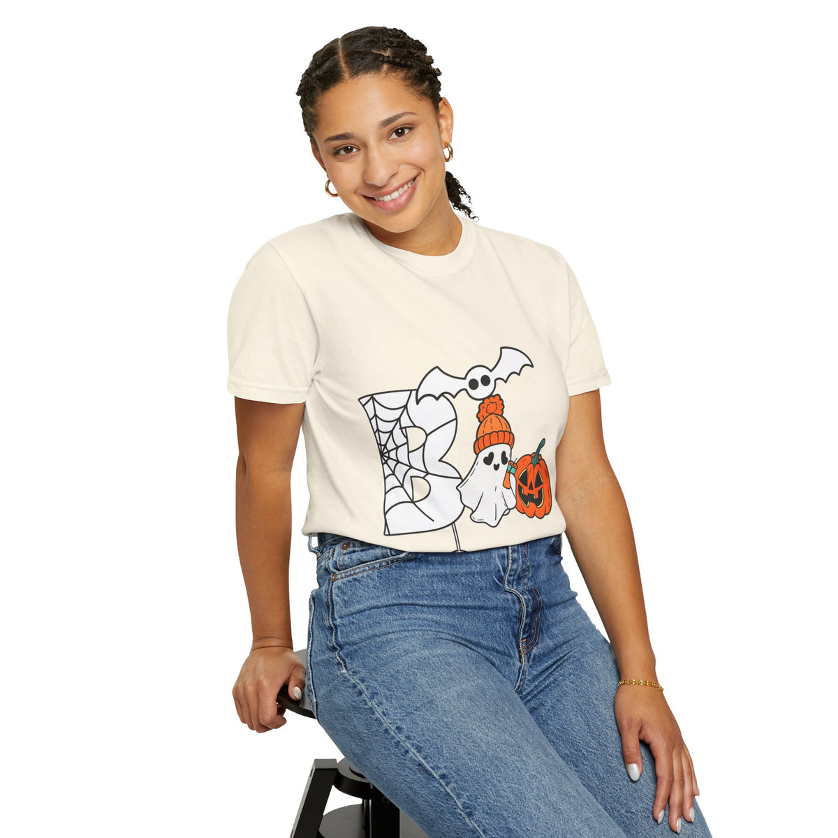 Cute Ghost Pumpkin Cozy Halloween Comfort Colors T-Shirt