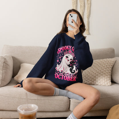 Spooky Queens Are Born in October Gildan 18000 Sweatshirt