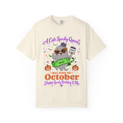 Personalized Spooky Queen October Birthday Comfort Colors Tee