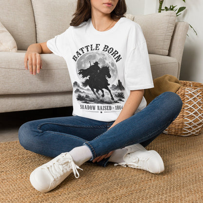 Battle Born Shadow Raised 1864 Shirt – Dark Western Horseman Moon Tee