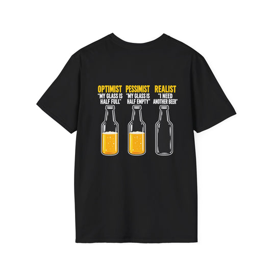 Optimist Pessimist Realist Beer Shirt – Funny Drinking Humor Graphic Tee