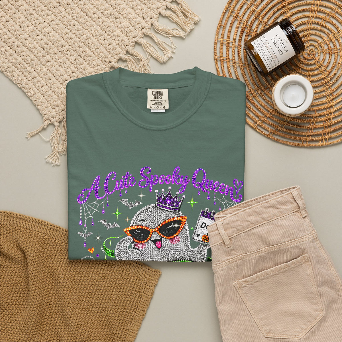 Personalized Spooky Queen October Birthday Comfort Colors Tee