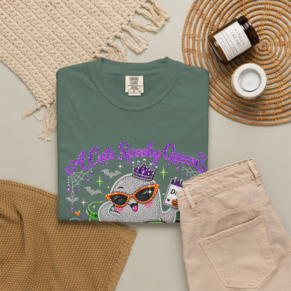 Personalized Spooky Queen October Birthday Comfort Colors Tee