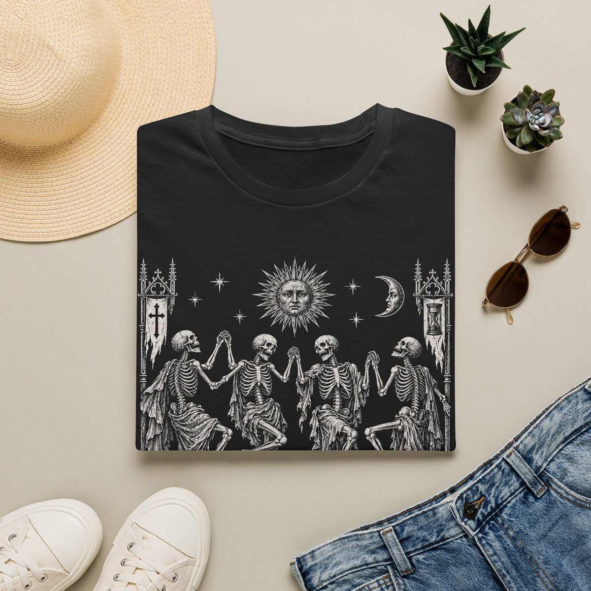 Danse Macabre Medieval Woodcut Skeleton T-Shirt