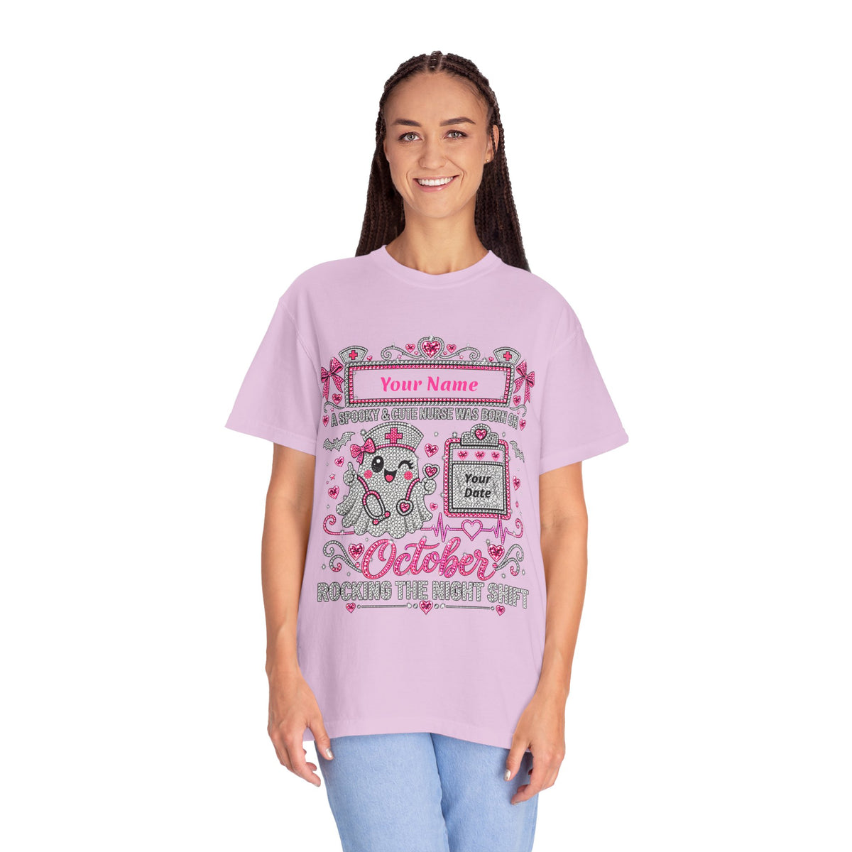 Personalized Spooky Cute Nurse October Birthday Comfort Colors Tee