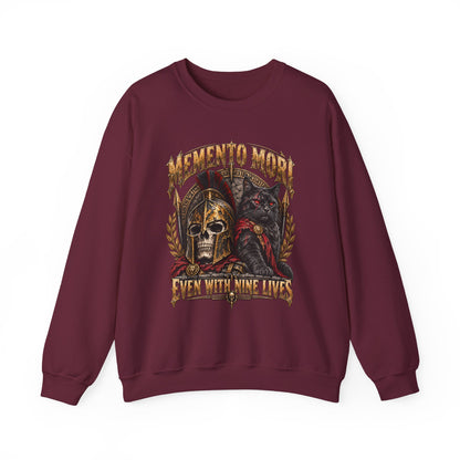 Memento Mori Nine Lives Spartan Cat Gildan 18000 Sweatshirt