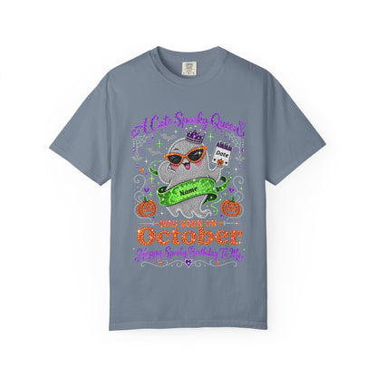 Personalized Spooky Queen October Birthday Comfort Colors Tee