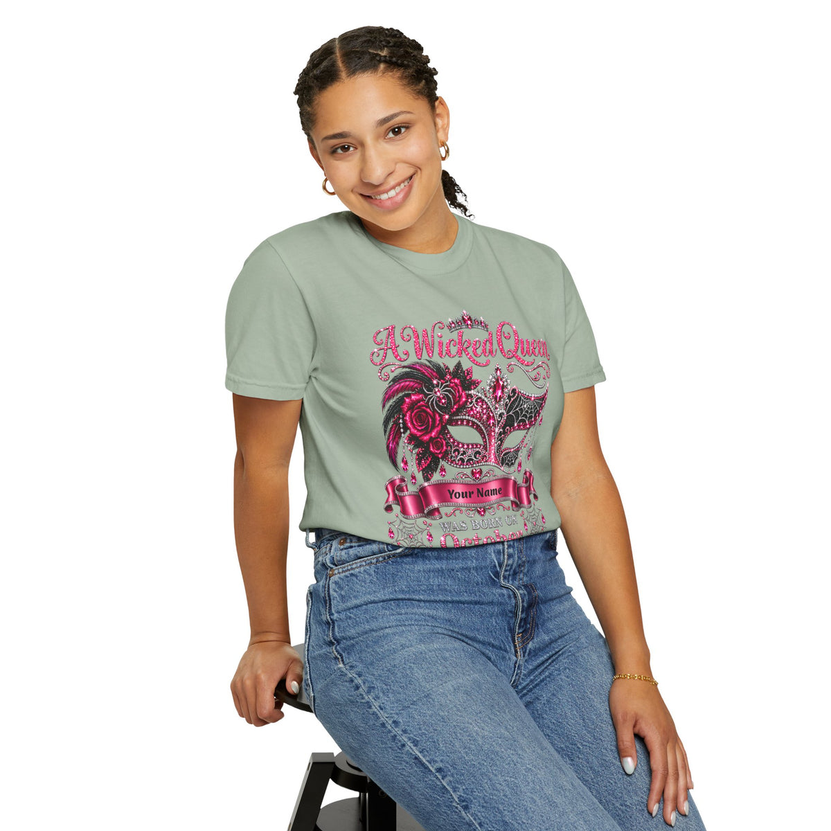 Personalized Wicked Queen October Birthday Comfort Colors Tee