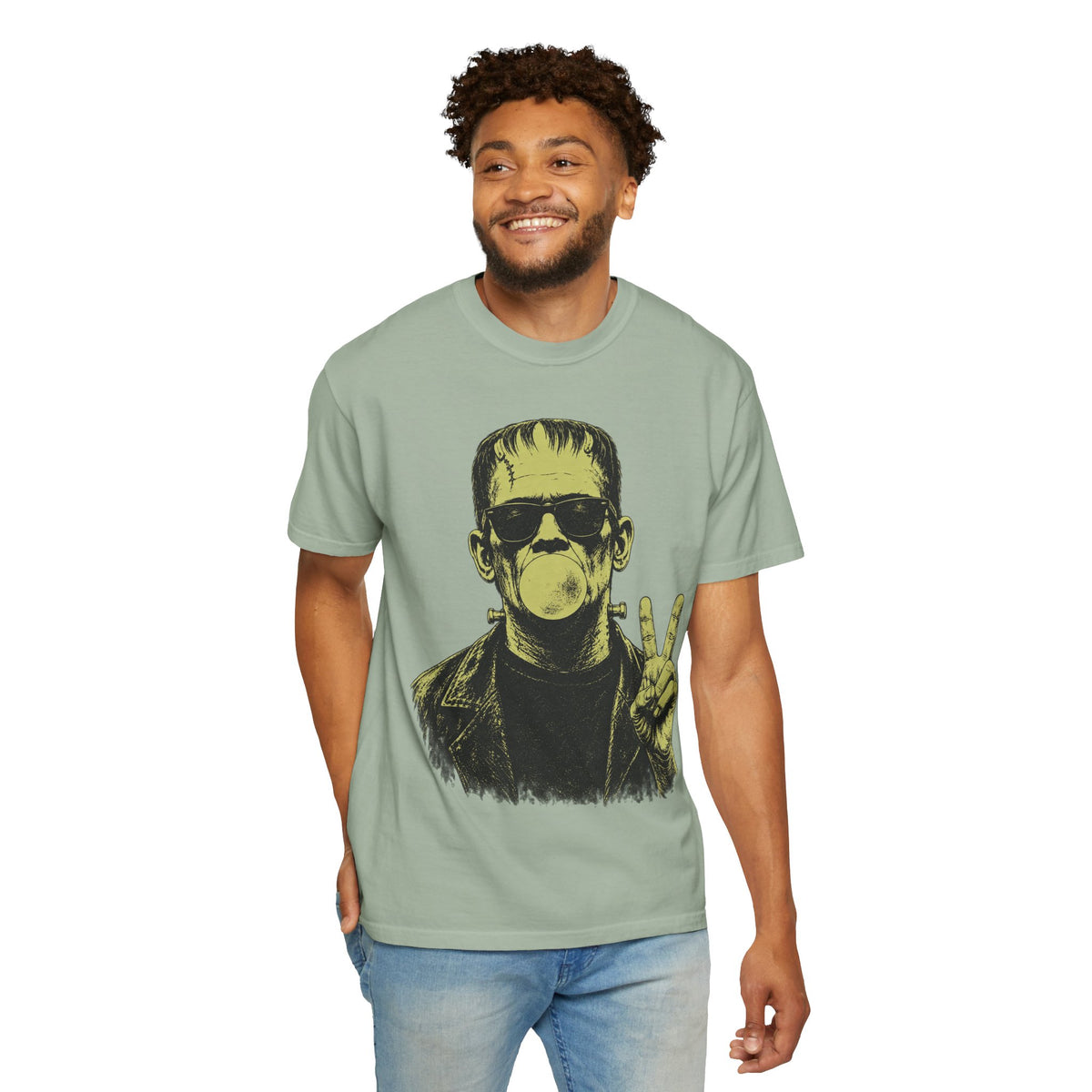 Frankenstein Bubblegum Peace Sign Comfort Colors T-Shirt